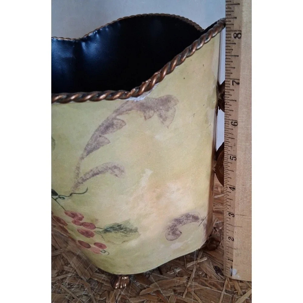 Vintage Style Decorative Cache Pot with Handles and Grape Design